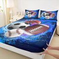 thumbnail image 5 of Manfei Cartoon Football Bed Sheets, Basketball Soccer Sport Full Size Sheets, Darkblue Brightblue Brown 4 Pieces(1 Flat Sheet, 1 Fitted Sheet and 2 Pillowcases), 5 of 6