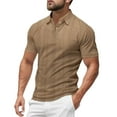 thumbnail image 1 of Men's Solid Color Short Sleeve Lapel T-Shirt - Casual Summer Fashion Top, 1 of 1