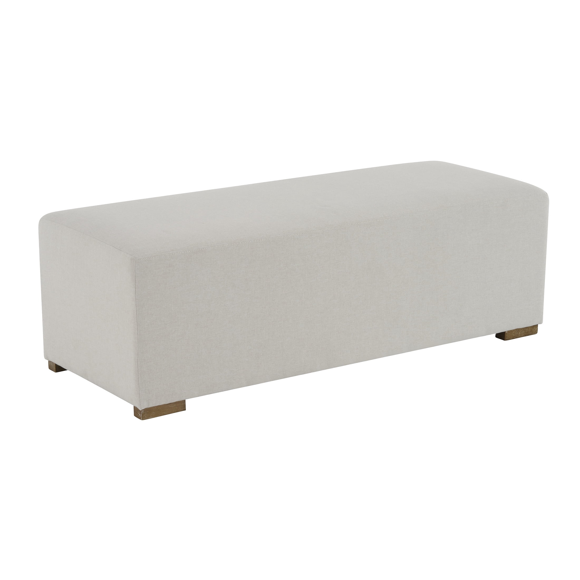 Christopher Knight Home Long Rectangular Ottoman Bench, White Upholstery with Rubberwood Base