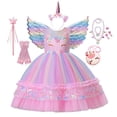 thumbnail image 2 of Niñas Unicornio Tutu Pink Princess Dress Adolescentes Fiesta de cumpleaños Trajes Niños Niños Halloween Cosplay Unicornio Realizar Costume7-8T (Etiqueta 140) Gao Jinjia LED, 2 of 2