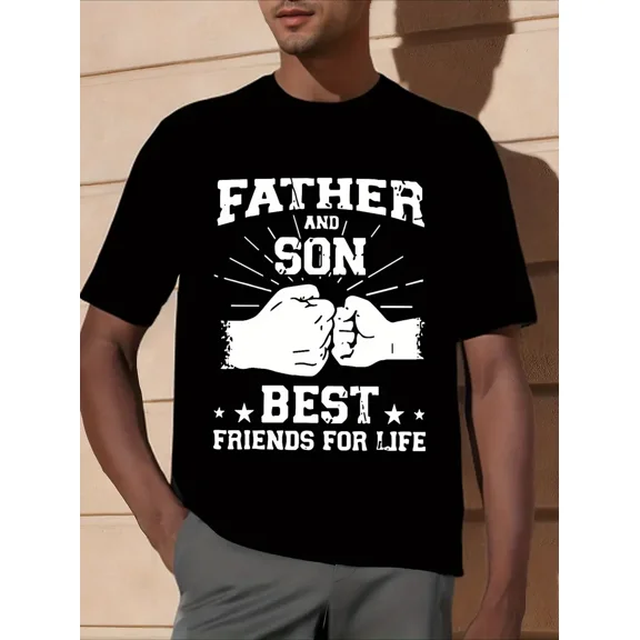 Men'S Father & Son Best for Life Matching T-Shirts - Father'S Day Gift, with Lettering & Thumbs-Up Graphic, Casual Crew Neck Short Sleeve, All-Season Fit, Ideal for Dad & Son