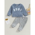 thumbnail image 2 of xiaxaixu Toddler Boys 2PCS Pants Fall Outfits Sets Long Sleeve Letter Embroidery Tops and Drawstring Pants Sets, 2 of 9