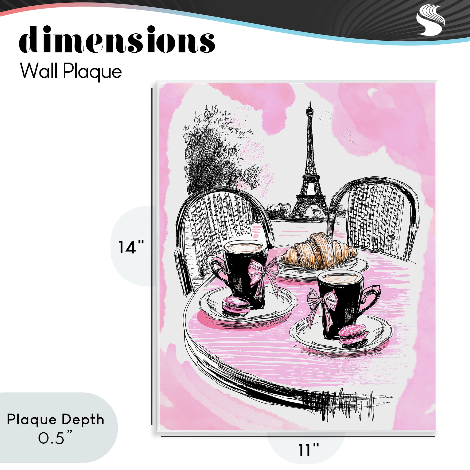 Stupell Industries Pink Parisian Cafe Breakfast Wall Plaque Art, design by Jess Stempel