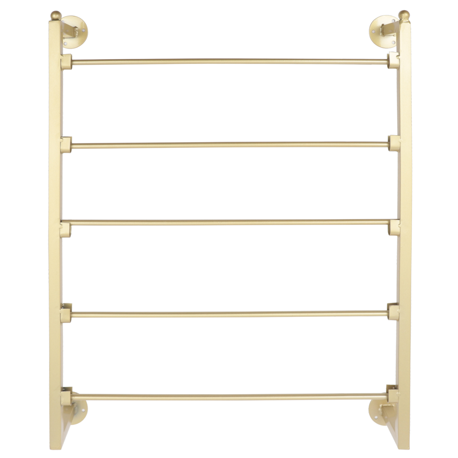 Miumaeov Gold Scarf Display Stand 5-Tier Metal Belt Hanger Tie Rack Wall Mounted Sturdy