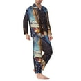 thumbnail image 2 of Naloa Night Sky Bald Eagle Men’s Pajamas Set - Long Sleeve Button Down Sleep Shirt and Pajama Bottoms Sleepwear Set-Large, 2 of 7