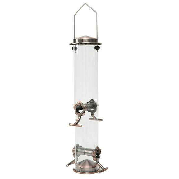 Tube Bird Feeder Hanging with Feeding Ports Stainless Steel Lid