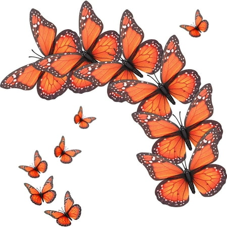 Décoration de papillon monarque décoration murale papillon artificielle 3D  Aimant papillon monarque pour décorer la maison, la chambre à coucher, la  fête de mariage, 4,72 pouces (Orange, 72)