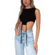 thumbnail image 1 of VISgogo - Camisetas sin mangas para mujer, decoración de cuerda de color sólido, cuello redondo, dobladillo irregular, camisetas cortas, chaleco simple informal VISgogo  moda, 1 of 5