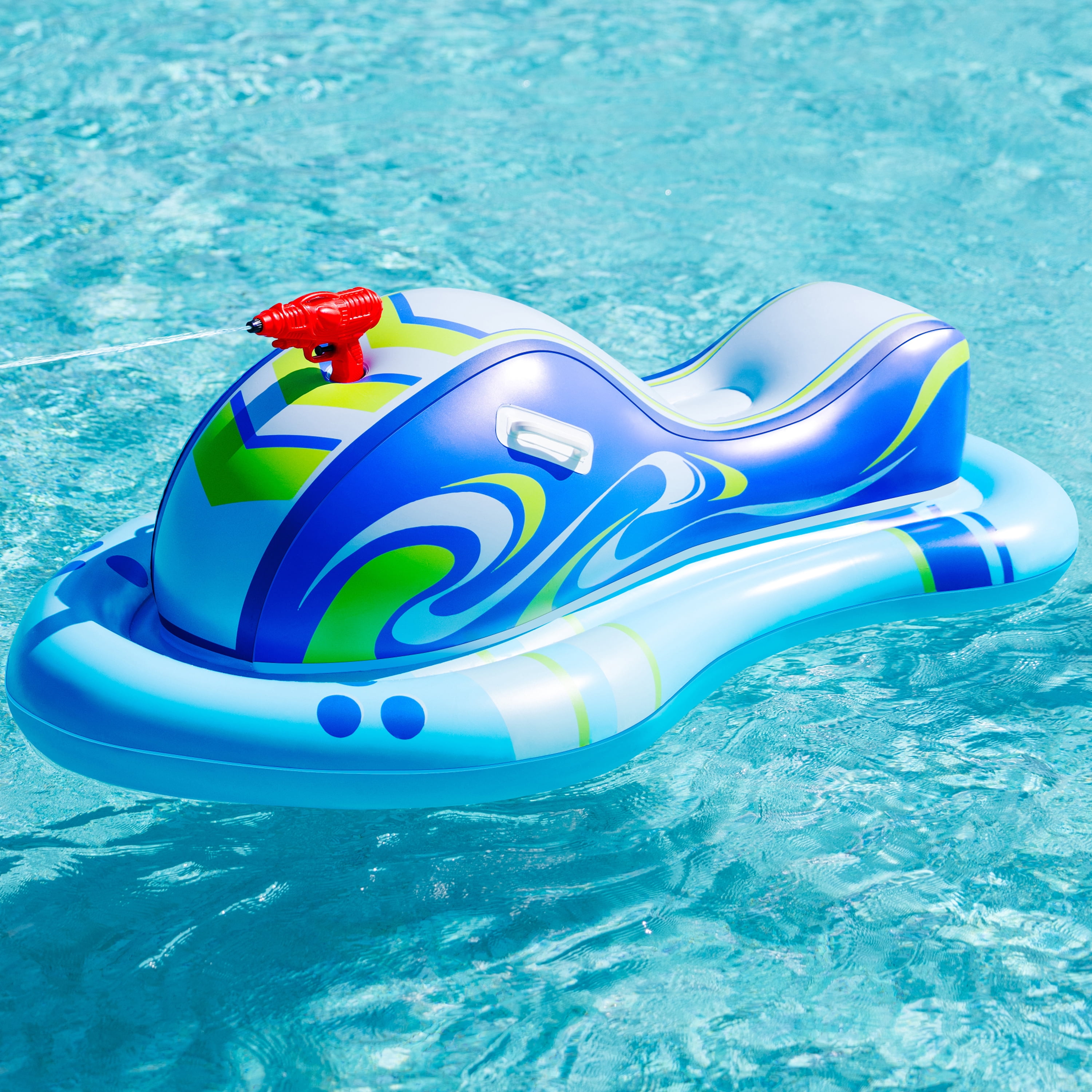 Joyfy Inflatable Toddler Jet Ski Pool Float with Water Gun, Inflatable Ride-on Pool Toys for Kids, Water Fight Toys, Inflatable Battle Blaster Fun for Summer
