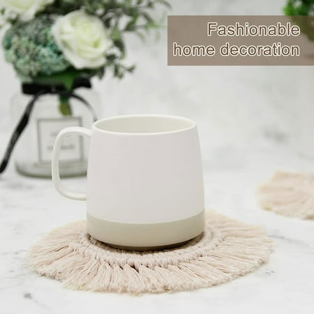 

OROMYO 4Pcs Macrame Coaster 7.7 Inch Cotton Round Drink Coaster Super Absorbent Bohemian Cup Mat for Home Office Farmhouse