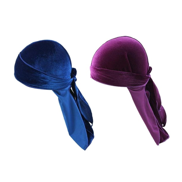 2 Piezas de Sombreros de Bandana de de Moda Unisex de Cola Larga para La Cabeza jinwen Sombreros de terciopelo Bandana Durag