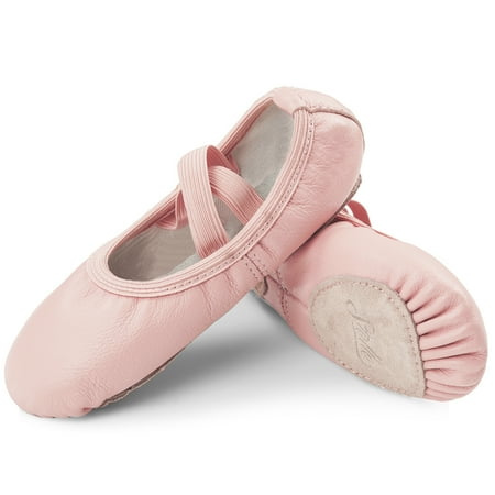 

Stelle Girls Soft Leather Dance Shoes Split Sole Ballet Slippers for Kids Toddler Performance Yoga Shoes Ballerina Shoes Flats Pink