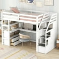 thumbnail image 3 of Euroco Modern Wood Twin Size Loft Bed with Desk, Shelves and Drawers for Kids Teens, White, 3 of 15