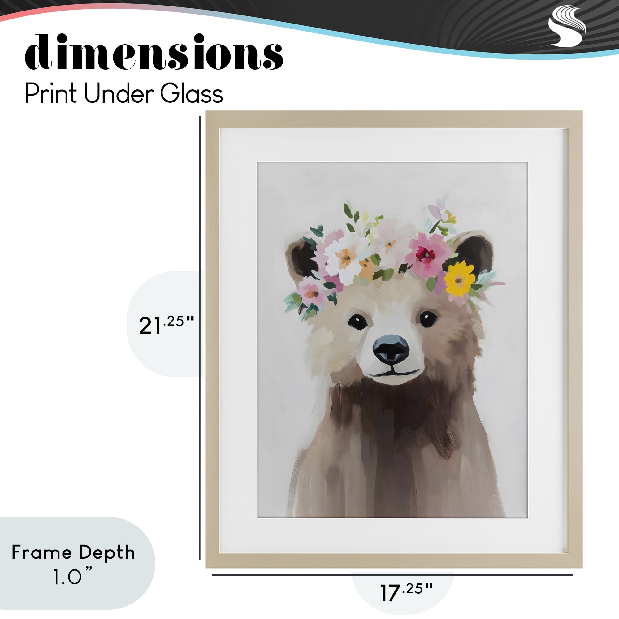 Stupell Industries Flower Crown Bear Birch Framed Print Under Glass, design by The Prints Vibe