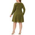 thumbnail image 3 of Agnes Orinda Women's Plus Size Round Neckline Cocktail A Line Glitter Sequin Midi Dress Gold 2X, 3 of 7