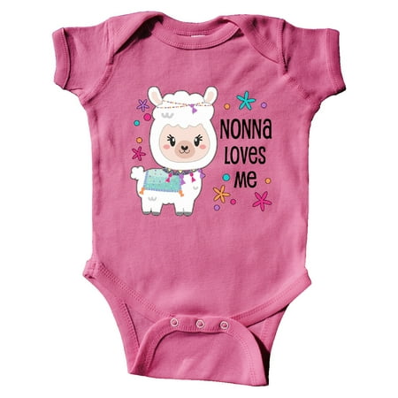 

Inktastic Nonna Loves Me- cute and happy llama Gift Baby Boy or Baby Girl Bodysuit