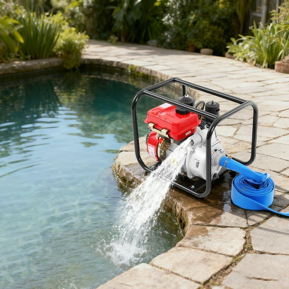 Peakora 4-Stroke Diesel Engine Water Pump Single Cylinder 210cc Water Transfer Pump 3kw/7.5hp 110gpm 3600rpm for Farm Irrigation Field Water