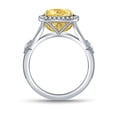 thumbnail image 3 of Divine_creation 2.10 Ctw Cushion Cut Yellow Citrine Womens Engagement Ring 14K White Gold Plated 925 Sterling Silver -6.5, 3 of 4