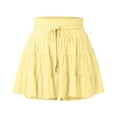 thumbnail image 5 of MIXUE Skirts For Women Summer Mesh Solid Color Ruffled Elastic Waist Drawstring Mini Tennis Skirt Holiday-Wear,Yellow,S, 5 of 8
