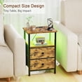 thumbnail image 5 of Nightstand with Charging Station, End Table with 2 Fabric Drawers, LED Night Stand for Bedroom, Small Bed Side Table with USB Ports and Outlets for Living Room, Brown, HETS02BR-1, 5 of 5