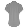thumbnail image 4 of Womens Blouses Loose Fit Pleated V Neck Sleeveless Curved Hem Flowy Womens Athletic Tops,Grey,5XL, 4 of 5