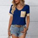thumbnail image 1 of TaTaai Women's V Neck Short Sleeve Pullover, Sequin Panel Athletic Top, Casual Solid Color Blouse for Sporty Evening Wear Gift, 1 of 8