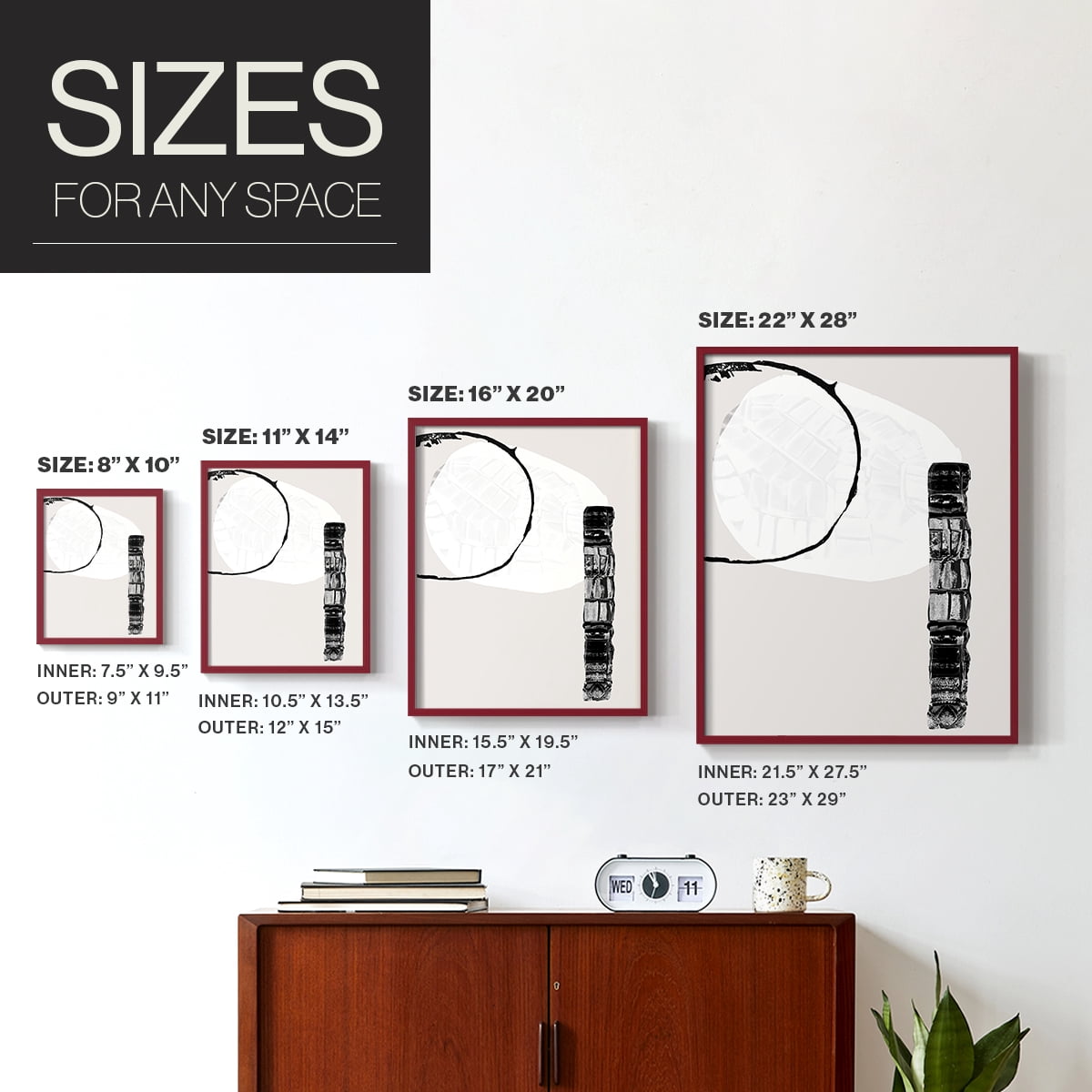 Zen Shapes II Framed Print - Solid Wood in Single Picture Frame Solid Wood 2 Framed Print