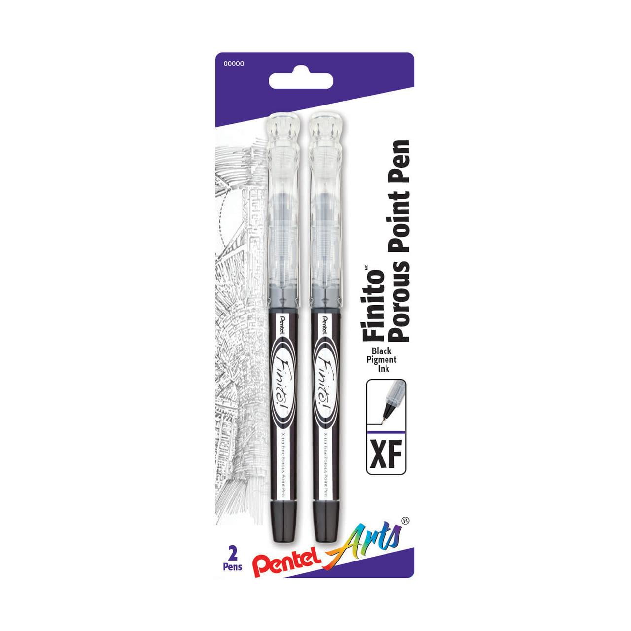 Pentel Finito Porous Point Pens, Black, 2/Pkg