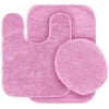 3 Pc LIGHT PINK Bathroom Set Bath Mat RUG, Contour, and Toilet Lid Cover, with Rubber BackingÂ #6