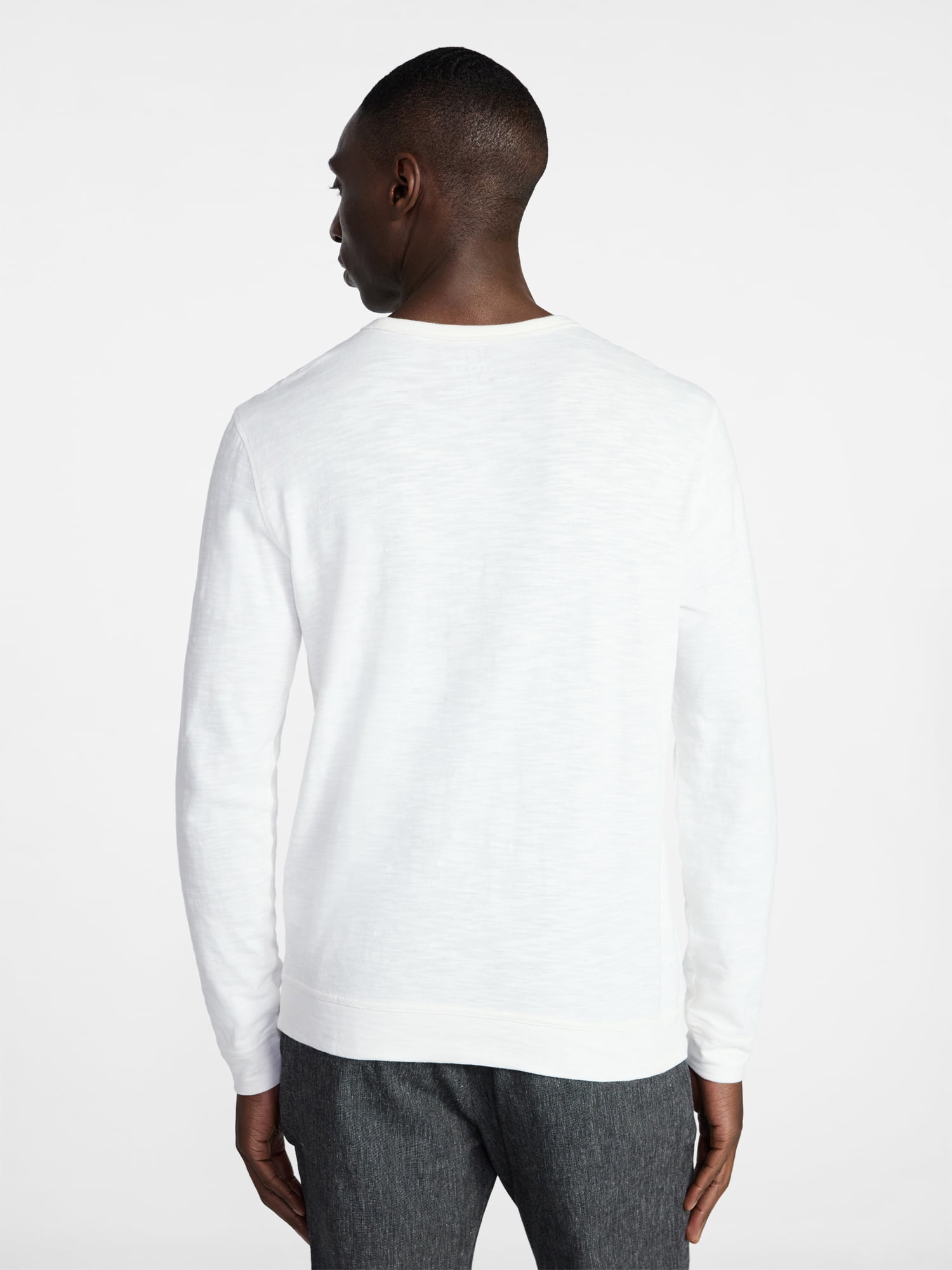 George Men's and Big Men's Slub Pocket Crewneck Tee with Long Sleeves, Size XS-3XL