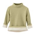 thumbnail image 3 of Asxite Toddler Solid Tops Cotton Fleece Lined Turtleneck Long Sleeve T Shirt Fall Winter Casual School Uniform, 3 of 4