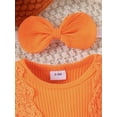 thumbnail image 5 of Michellecmm Baby Girl 2Pcs Thanksgiving Outfits Long Sleeve Pumpkin Turkey Print Romper with Headband Set Infant Clothes, 5 of 9