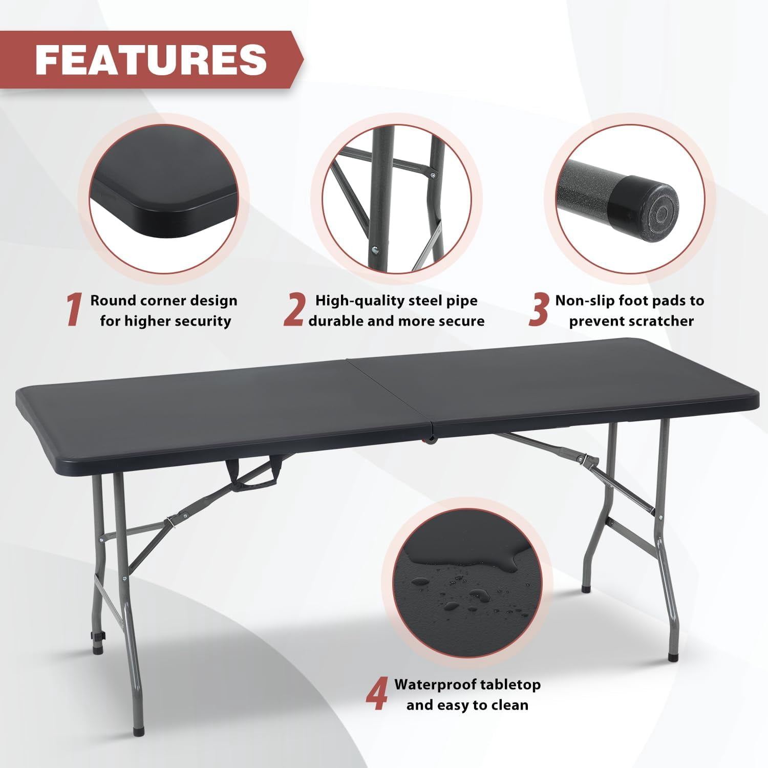 FDW 72'' Folding Design Utility Table, Black, Heavy-Duty - Walmart.com