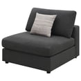 thumbnail image 3 of Duncan Charcoal Armless Chair - Upholstered, Removable Cushions, 38" Wide - Living Room Seating. Modern Design, Charcoal Fabric, Feather Down Comfort., 3 of 12
