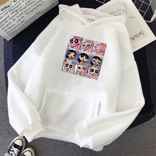 De dibujos animados de la Powerpuff niñas sudaderas de las mujeres suelta sudaderas con capucha de moda divertido estilo Harajuku jerseypangjing