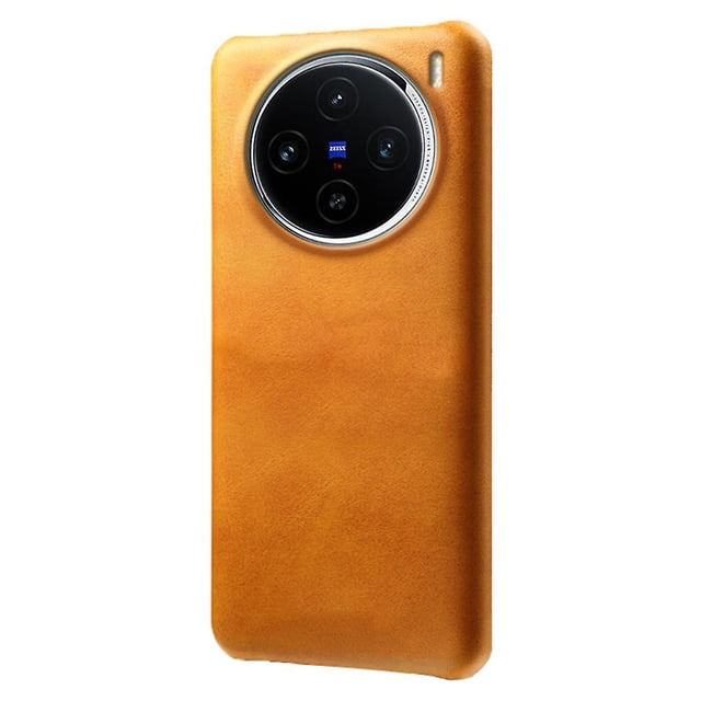KAIYANG Funda para teléfono Vivo X100 5G con revestimiento de cuero sintético y textura de piel de becerro - Estilo B Vivo X100 5G Naranja