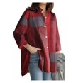 thumbnail image 1 of Camisa casual a cuadros de manga larga para mujer roja, 1 of 1