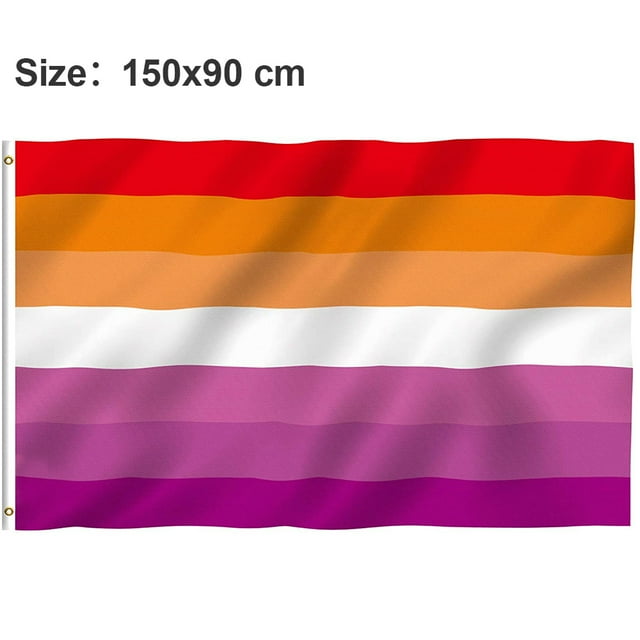 Bandera del arco iris del orgullo lésbico de 90 * 150 cm, doble costura a prueba de decoloración y colores vivos, pancarta de poliéster Fason XWJ-A0110