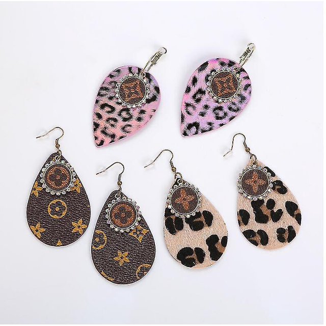 Pendientes de cuero Lentejuelas de calavera liwang Pendientes colgantes de cuero de Pu en forma de gota 1 par