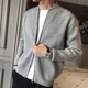 thumbnail image 4 of Abrigos de color sólido sin capucha con cremallera suéter para hombres original casual nuevo en sudadera suelta ajuste punto cárdigan hombre superior abierto, 4 of 5
