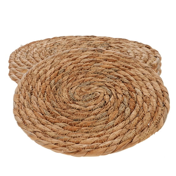 FESTFENDS 4Pcs Wicker Dish Mat Seagrass Placemats Non-Slip and Heat-Insulated for Dining Table Setting