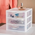 thumbnail image 2 of Sterilite Small 3 Drawer Storage Unit, Countertop and Desktop Organizer with Clear Drawers, White, 2 of 4