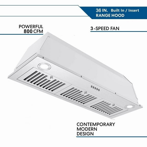 Joeaonz 36 Inch Range Hood 600 CFM Stainless Steel Vent, 3-Speed LED, Dishwasher Filter, 120V