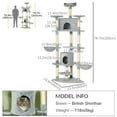thumbnail image 3 of PawHut 79" Large Cat Tree Tower w/ Scratching Posts, Hammock, Light Grey, 3 of 10