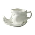 thumbnail image 2 of Baoblaze Coffee Cup with Saucer 100ml Art Decor Water Glass with Handgrip Teaware Tea Cup white, 2 of 8