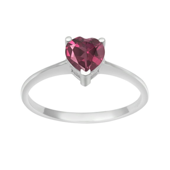 925 Sterling Silver 5 MM Heart Shape Red CZ Solitaire Women's Valentines Day Gifts Ring