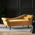 thumbnail image 2 of GDF Studio Jakyrah Contemporary Chaise Lounge with Scroll Arms, Turmeric Orange Velvet and Dark Brown, 2 of 11