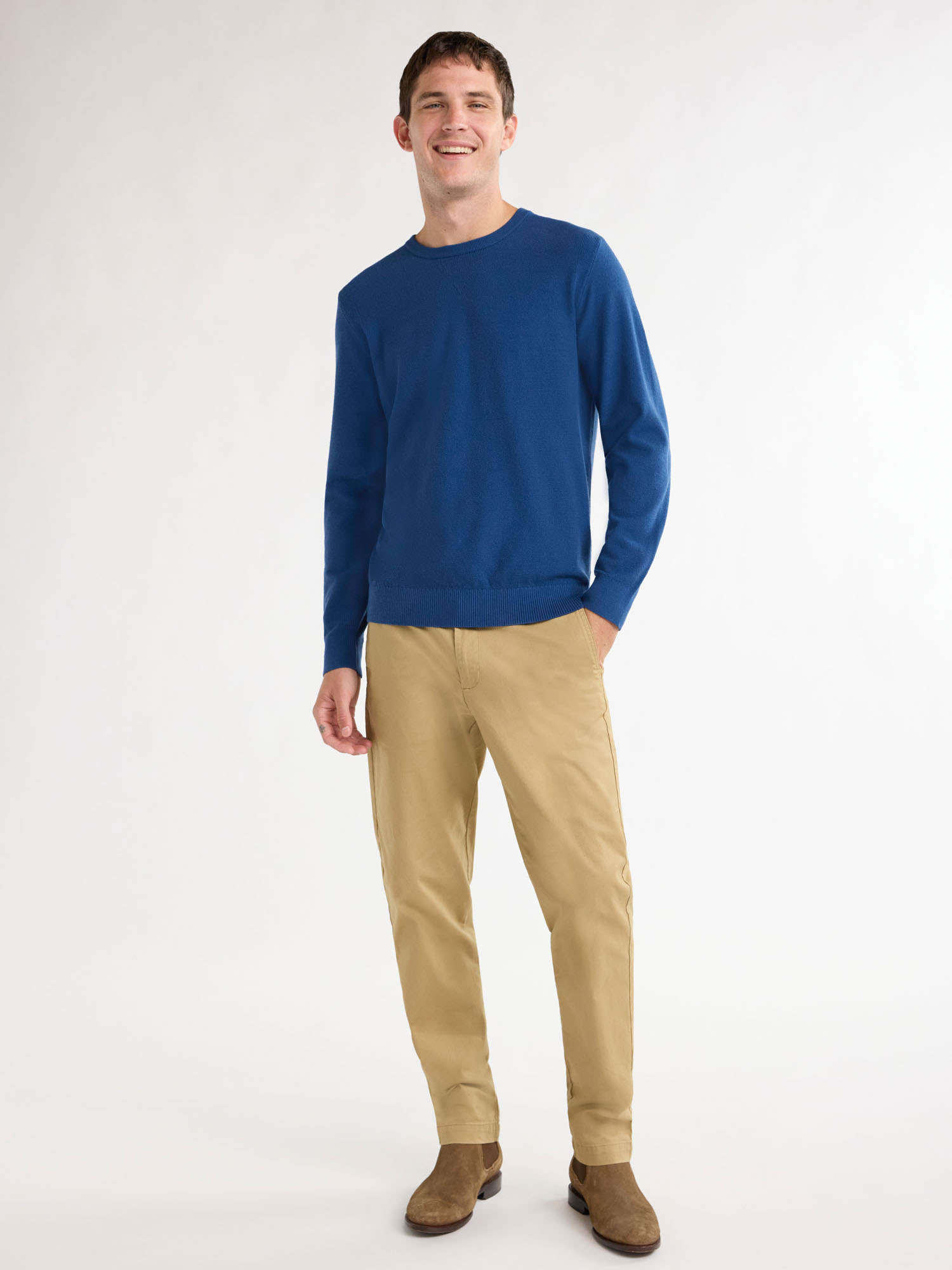 Free Assembly Men’s Cozy Yarn Textured Sweater with Long Sleeves, Sizes S-3XL