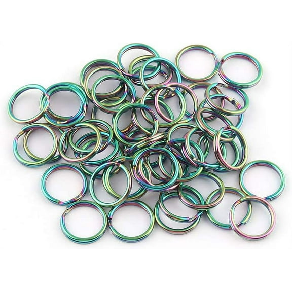 12mm Rainbow Round Split Key Rings Key Chain Jewelry Charm Clasp Supplies,Small Jump O Rings Metal Key Ring Pendant,Key Fob Hardware 100pcs