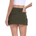 thumbnail image 4 of HDE Women's Micro Mini Mid Rise Cargo Skirt with Pockets Army Green L, 4 of 6